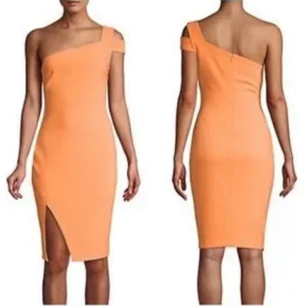 Likely One Shoulder Midi Packard Dress Orange Size 2